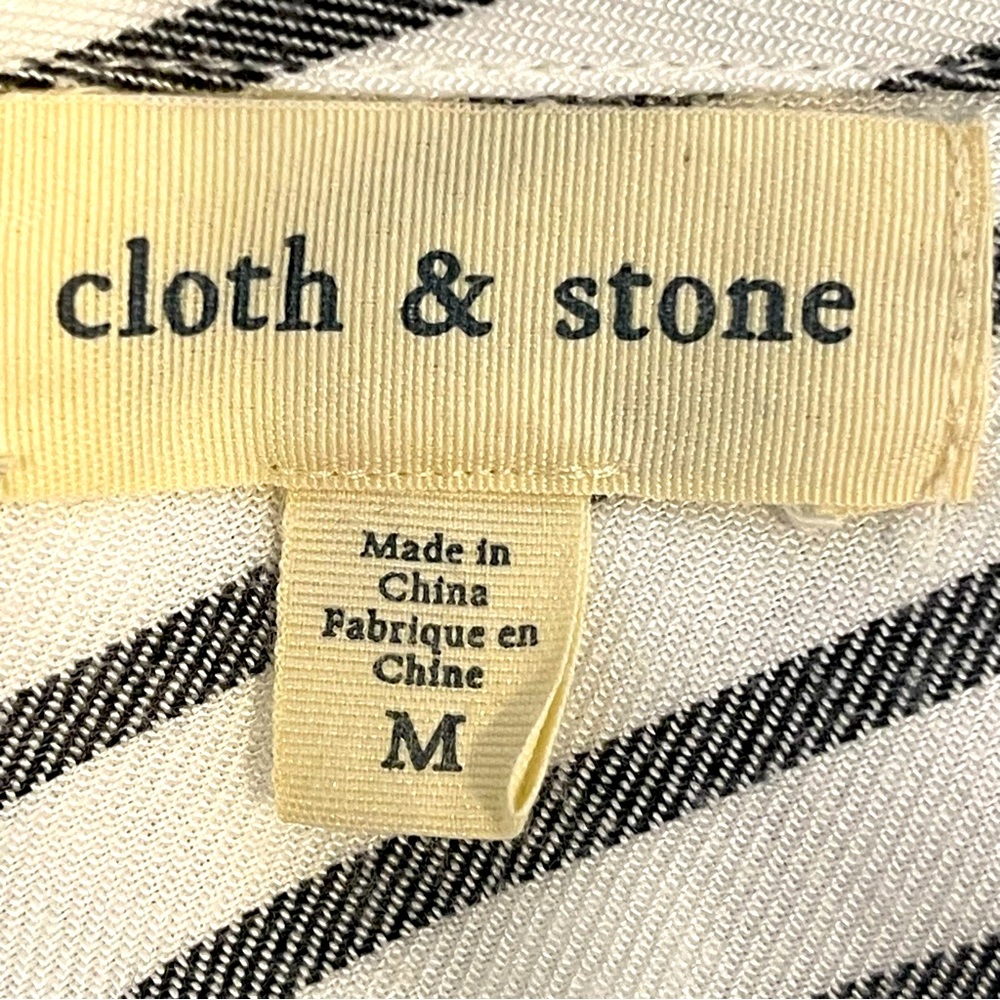 Cloth & Stone / Anthropologie Striped Back Buttoned Fringe Hem Bell Sleeve Top - Picture 8 of 11